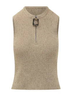 Ribbed Zip Tank Top