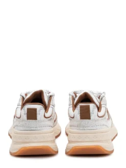 Running Sneaker in Leather and Crackle-Effect Fabric
