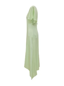 Satin Dress with V-Neck