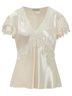 Satin Shirt with Lace Insert