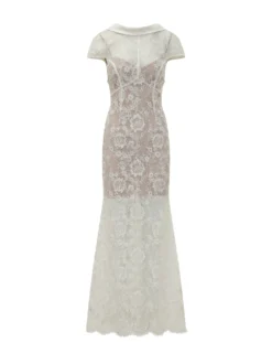 Scoop Back Lace Maxi Dress