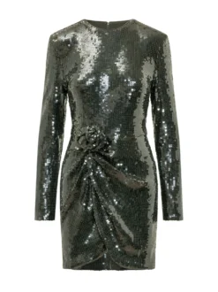 Sequined Mini Dress with Draping