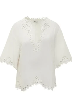 Shana V-Neck Top with Broderie Details
