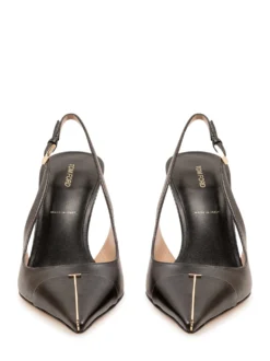 Shiny Slingback Pumps with Pointed Toe