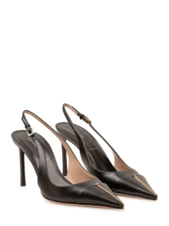 Shiny Slingback Pumps with Pointed Toe