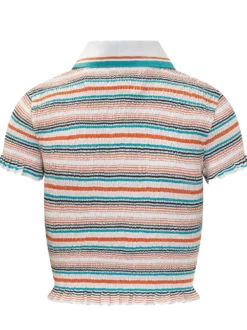 Shirred Striped Polo