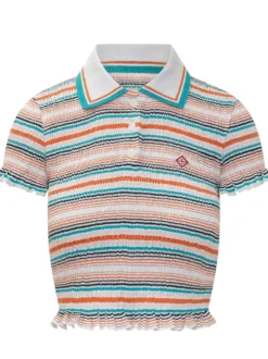 Shirred Striped Polo