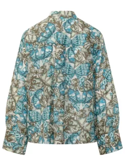 Shirt with Butterfly Print and Classic Collar
