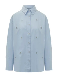 Shirt with Collar and Buttons with Embellishments