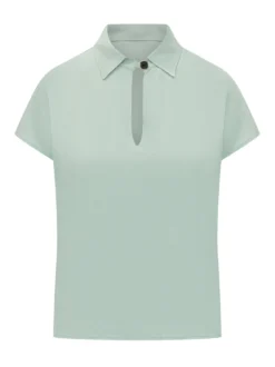 Shirt with Collar and Keyhole Neckline