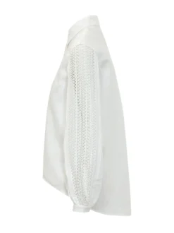 Shirt with Collar and Lace Inserts