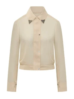 Shirt with Jewel Collar Detail
