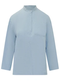 Shirt with Mandarin Collar and Pocket