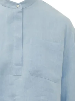 Shirt with Mandarin Collar and Pocket