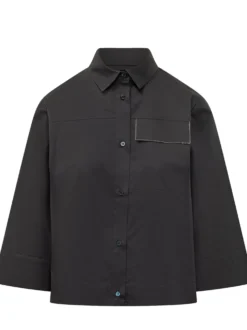 Shirt with Patch Pocket and Wide Sleeves