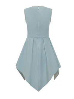 Short Denim Dress with Asymmetric Skirt