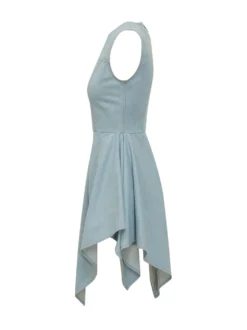 Short Denim Dress with Asymmetric Skirt