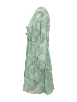 Short Dress with V Neck and Drawstring