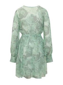 Short Dress with V Neck and Drawstring