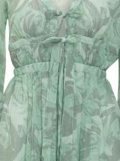 Short Dress with V Neck and Drawstring