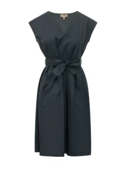 Short Poplin Dress with Belt