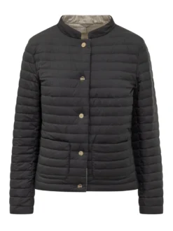 Short Quilted Puffer Jacket with Buttons