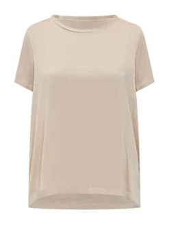 Short Sleeve Blouse with Curved Hem