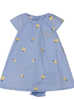 Short Sleeve Dress with Bodysuit and Lemon Embroidery