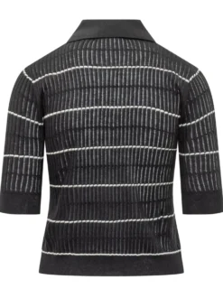 Short Sleeve Knit Top with Collar