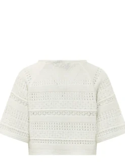 Short Sleeve Openwork Knit Top