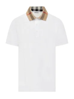 Short Sleeve Polo with Check Collar
