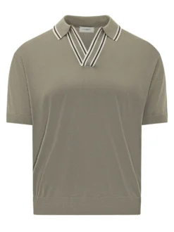 Short Sleeve Polo with Striped Collar