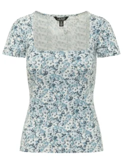 Short Sleeve Top with Square Neckline