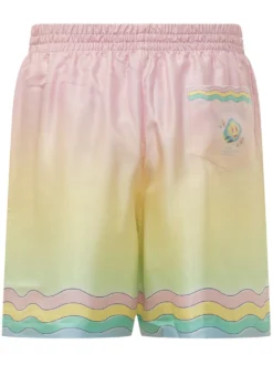Shorts with Drawstring and Wavy Pattern