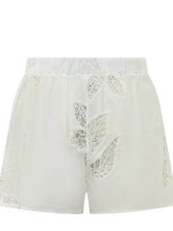 Shorts with Floral Embroidery