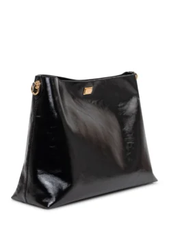 Shoulder Bag with Metal Plaque