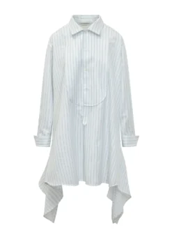 Side Knot Shirt Dress with Striped Pattern