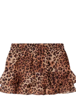 Skirt with Animal Print and Ruffles