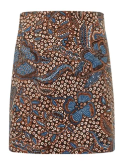 Skirt with Floral Print and Polka Dot Pattern