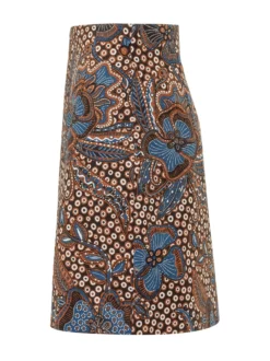 Skirt with Floral Print and Polka Dot Pattern