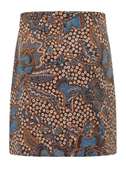 Skirt with Floral Print and Polka Dot Pattern