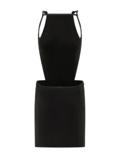 Sleeveless Dress with Cut Out and Belt