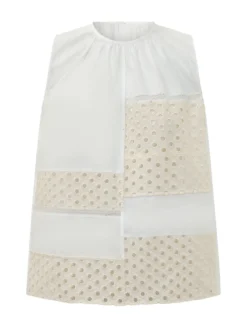 Sleeveless Top with Embroidered Panels
