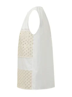 Sleeveless Top with Embroidered Panels