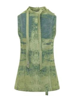 Sleeveless Top with High Neck and Ties