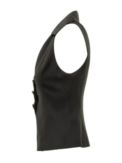 Sleeveless Top with Lapel Collar and Buttons