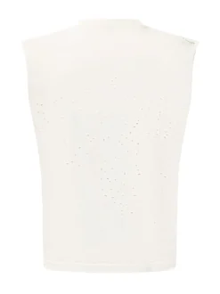 Sleeveless T-shirt with Logo and Perforated Details
