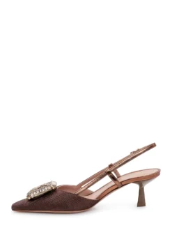 Slingback Pumps with Jewel Buckle