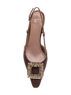 Slingback Pumps with Jewel Buckle
