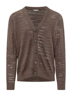 Slub Knit V Neck Cardigan